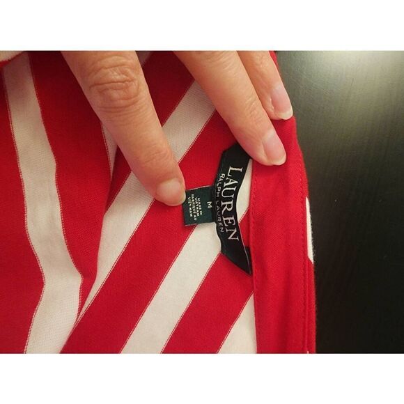 Lauren Ralph Lauren NWT nautical striped one shoulder dress size Medium  4th of - Picture 4 of 6